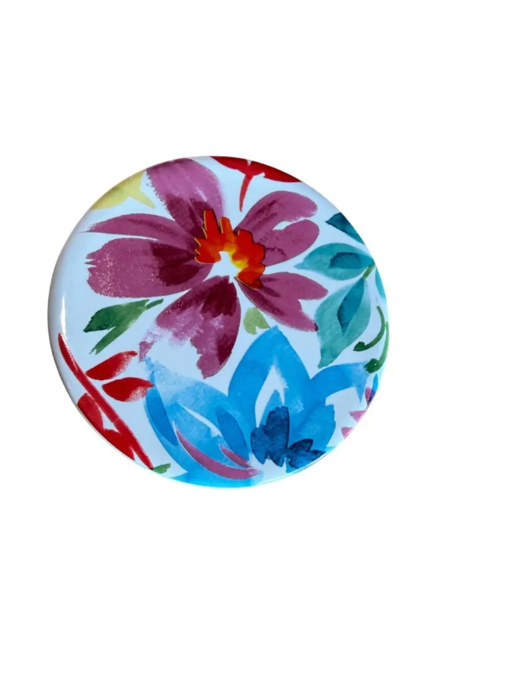 Pier 1 Floral Ceramic Coasters Set of 3 Watercolor Tropical Round Vibrant Colors